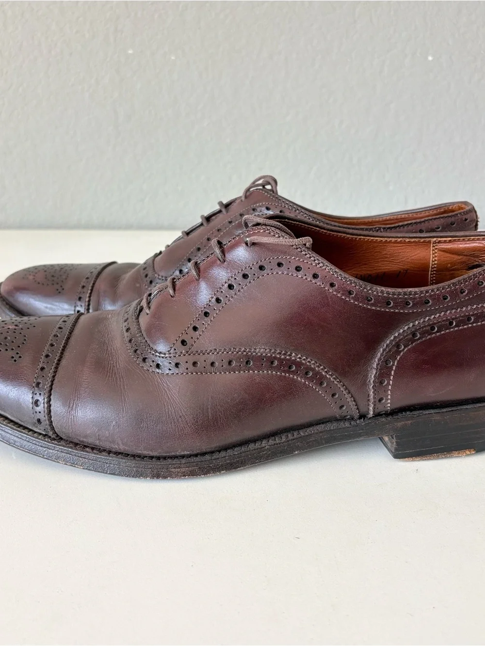 Alden #908 Burgundy Red Leather Oxford Dress Shoes Cap Toe Mens Size 10.5 D USA